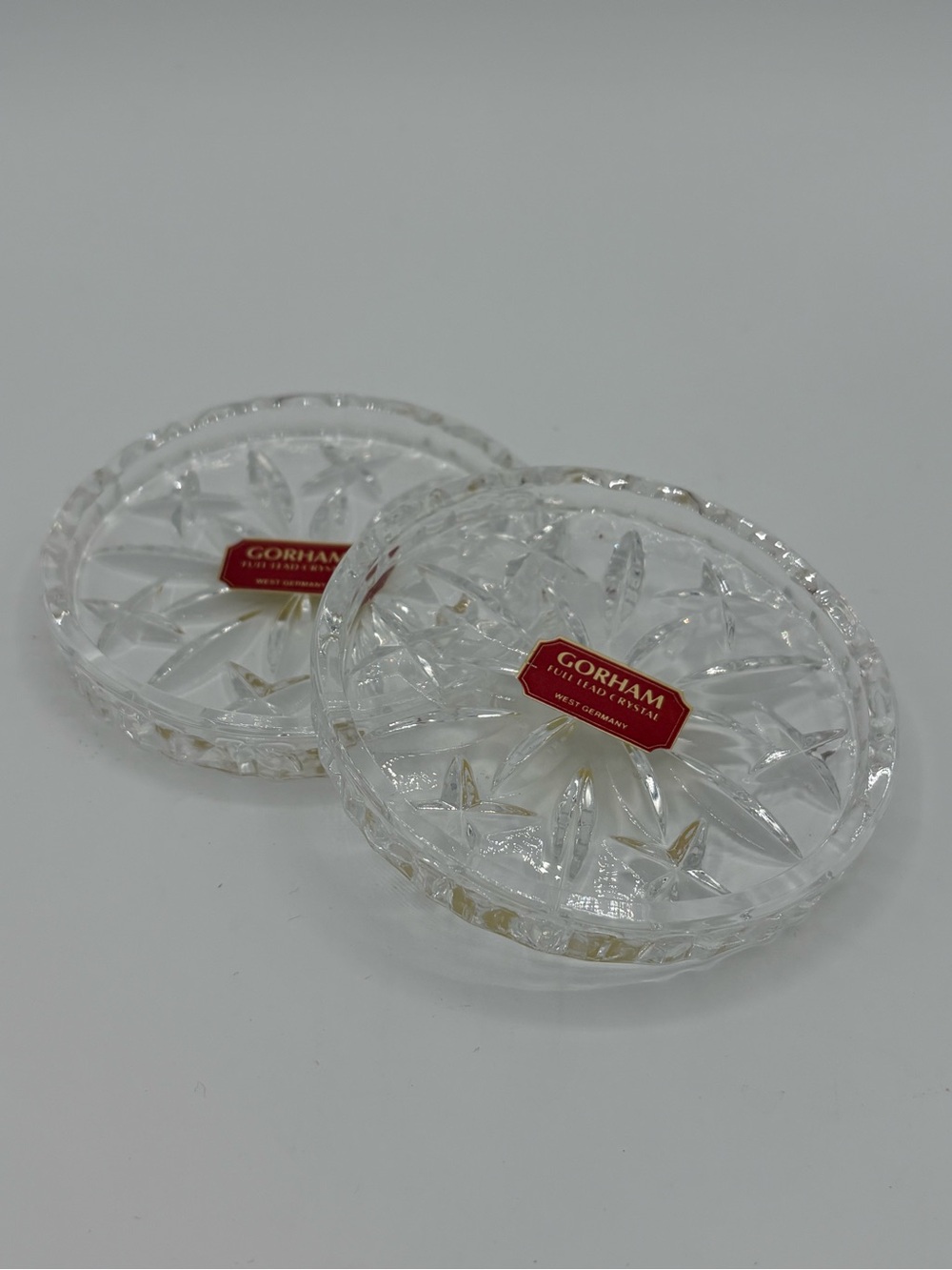 Vintage Gorham King Edward Crystal Coasters Set 4 West Germany C480